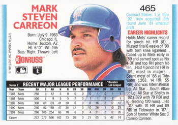 Mark Carreon  baseball card collectible - Main Image 2