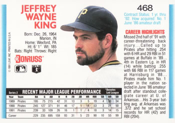 Jeff King  baseball card collectible - Main Image 2
