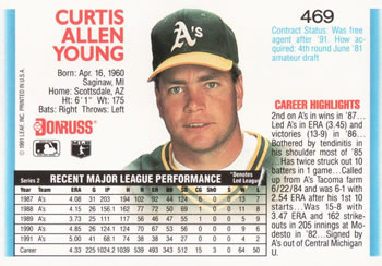 Curt Young  baseball card collectible - Main Image 2