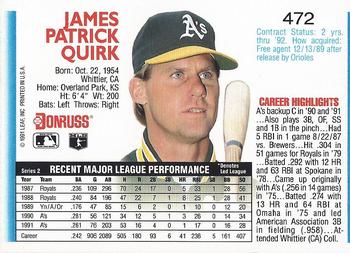 Jamie Quirk  baseball card collectible - Main Image 2