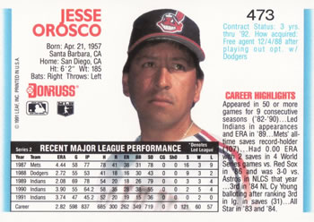 Jesse Orosco  baseball card collectible - Main Image 2