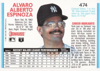 Alvaro Espinoza  baseball card collectible - Main Image 2