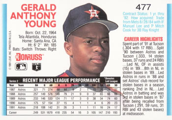 Gerald Young  baseball card collectible - Main Image 2