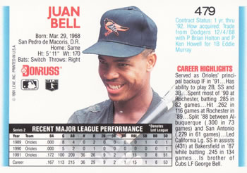 Juan Bell  baseball card collectible - Main Image 2