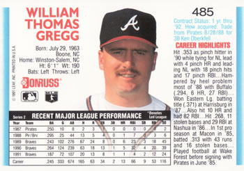 Tommy Gregg  baseball card collectible - Main Image 2