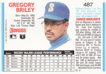 Greg Briley  baseball card collectible - Main Image 2
