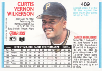 Curtis Wilkerson  baseball card collectible - Main Image 2