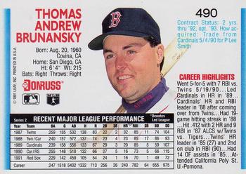 Tom Brunansky  baseball card collectible - Main Image 2