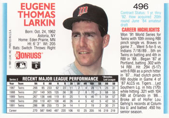 Gene Larkin  baseball card collectible - Main Image 2