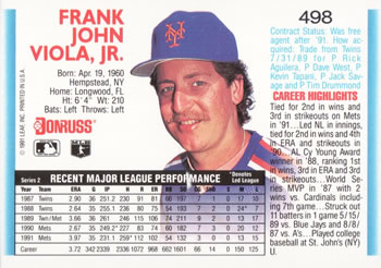 Frank Viola  baseball card collectible - Main Image 2