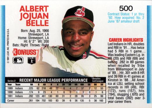 Albert Belle  baseball card collectible - Main Image 2