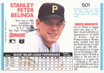 Stan Belinda  baseball card collectible - Main Image 2