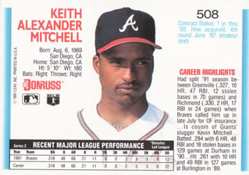 Keith Mitchell  baseball card collectible - Main Image 2