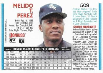 Melido Perez  baseball card collectible - Main Image 2