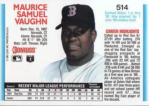 Mo Vaughn  baseball card collectible - Main Image 2