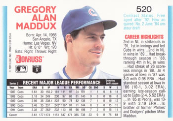 Greg Maddux  baseball card collectible - Main Image 2