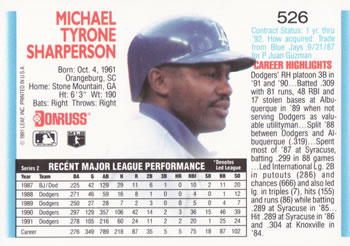 Mike Sharperson  baseball card collectible - Main Image 2