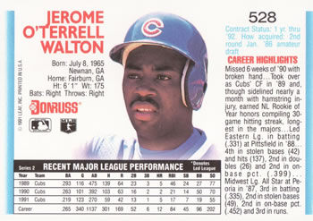 Jerome Walton  baseball card collectible - Main Image 2