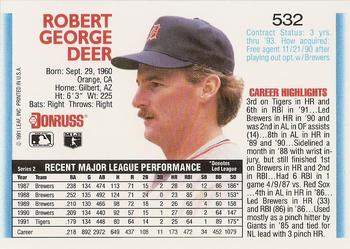 Rob Deer  baseball card collectible - Main Image 2