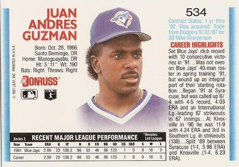 Juan Guzman  baseball card collectible - Main Image 2