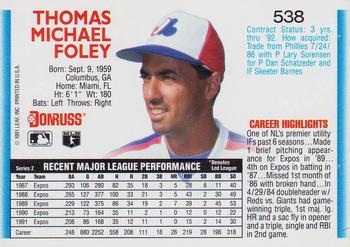 Tom Foley  baseball card collectible - Main Image 2