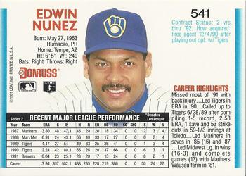 Edwin Nunez  baseball card collectible - Main Image 2
