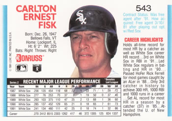 Carlton Fisk  baseball card collectible - Main Image 2