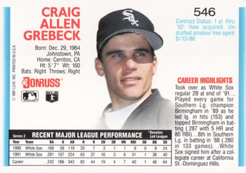 Craig Grebeck  baseball card collectible - Main Image 2
