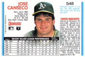 Jose Canseco  baseball card collectible - Main Image 2