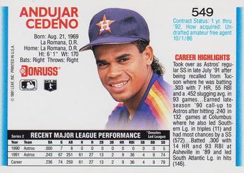 Andujar Cedeno  baseball card collectible - Main Image 2