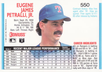 Geno Petralli  baseball card collectible - Main Image 2