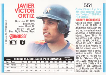 Javier Ortiz  baseball card collectible - Main Image 2