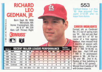 Rich Gedman  baseball card collectible - Main Image 2