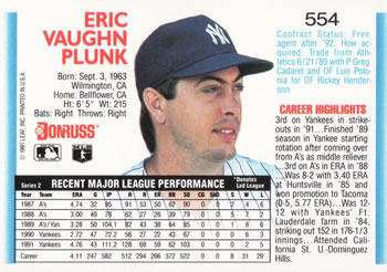 Eric Plunk  baseball card collectible - Main Image 2