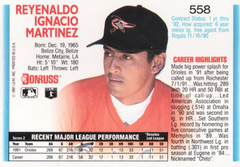 Chito Martinez  baseball card collectible - Main Image 2