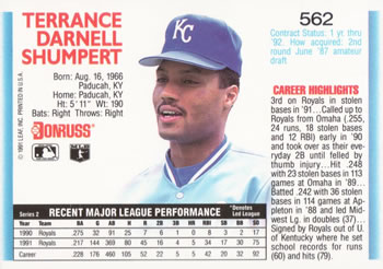 Terry Shumpert  baseball card collectible - Main Image 2