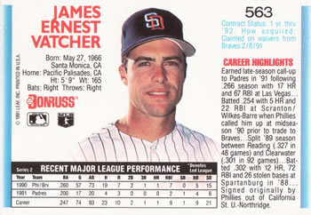 Jim Vatcher  baseball card collectible - Main Image 2