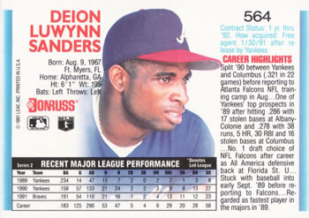 Deion Sanders  baseball card collectible - Main Image 2