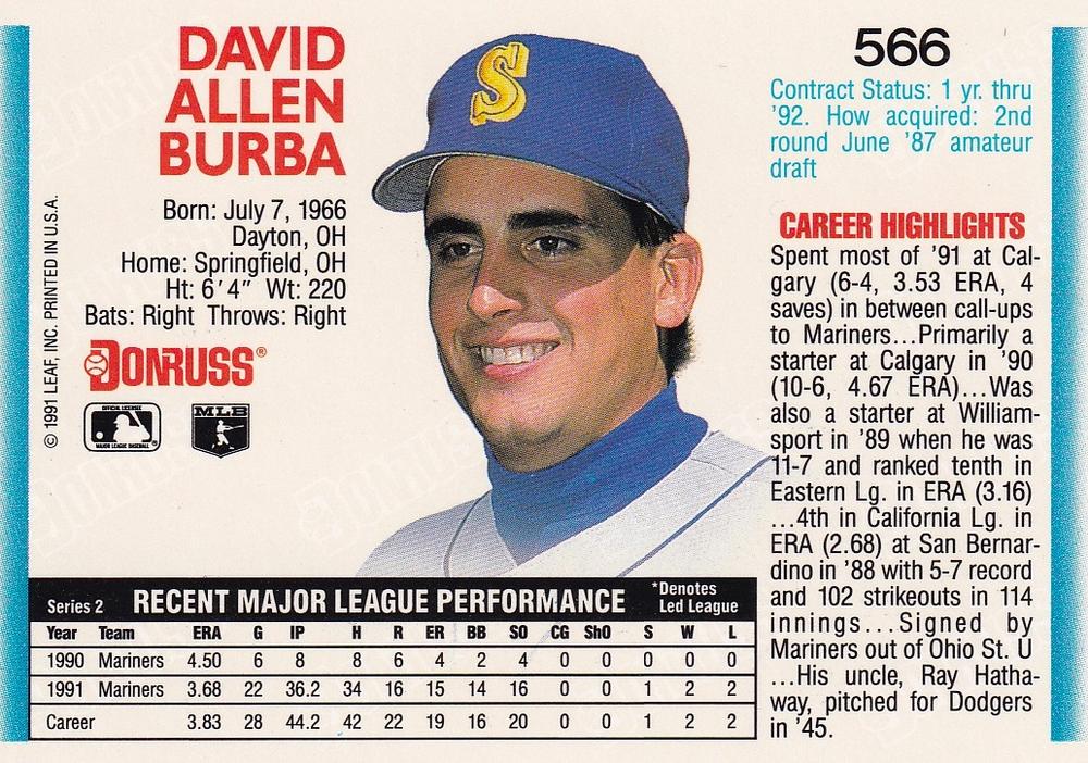 Dave Burba  baseball card collectible - Main Image 2