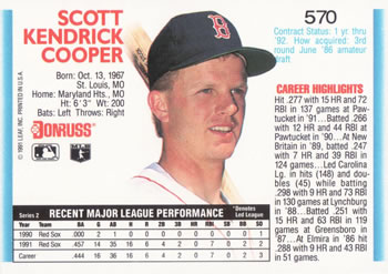 Scott Cooper  baseball card collectible - Main Image 2