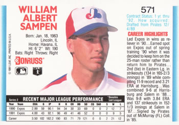 Bill Sampen  baseball card collectible - Main Image 2