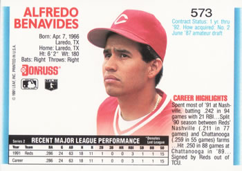 Freddie Benavides  baseball card collectible - Main Image 2