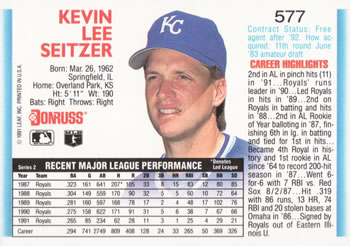 Kevin Seitzer  baseball card collectible - Main Image 2