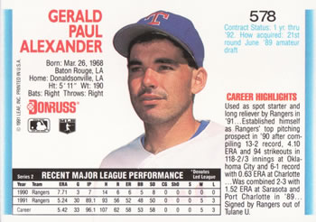 Gerald Alexander  baseball card collectible - Main Image 2
