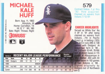 Mike Huff  baseball card collectible - Main Image 2