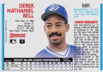 Derek Bell  baseball card collectible - Main Image 2