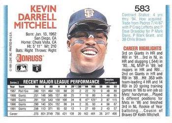Kevin Mitchell  baseball card collectible - Main Image 2