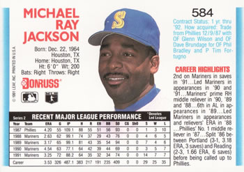 Mike Jackson  baseball card collectible - Main Image 2