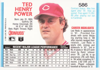 Ted Power  baseball card collectible - Main Image 2