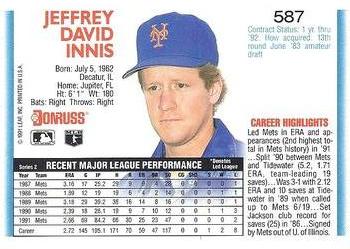 Jeff Innis  baseball card collectible - Main Image 2
